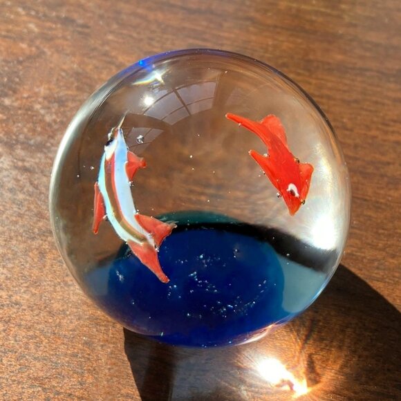 Murano Glass Aquarium Koi Fish Paperweight, Attributed to Dal Borgo Venice Italy - Picture 6 of 10